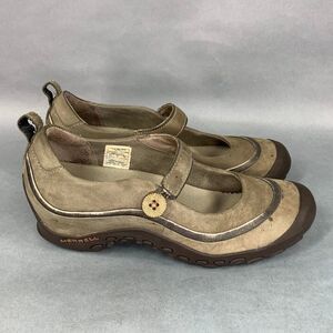 Merrell Women's Size 8.5 Plaza Emme‎ Smoke Leather Mary Jane Slip On Shoes